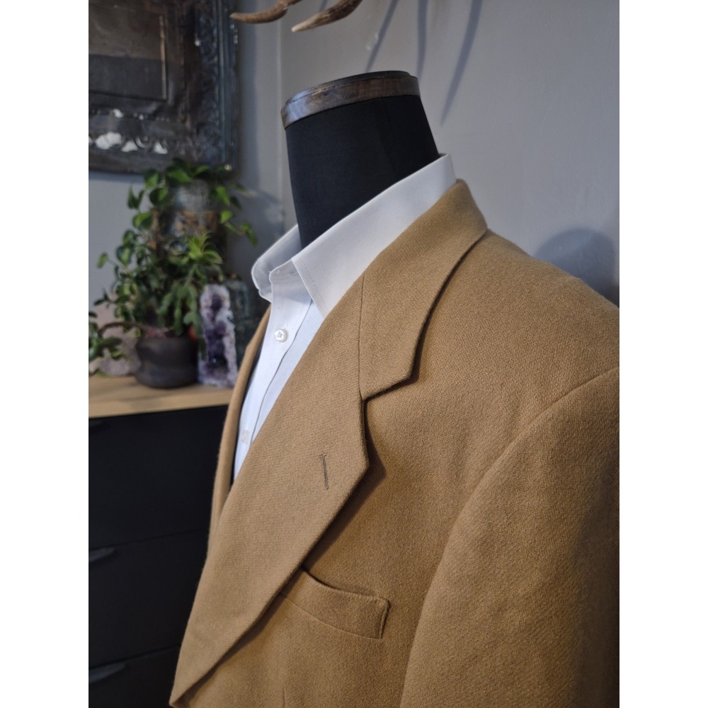 Vintage Farah Mens 42 L Two Button Wool Sport Coat Beige Blazer RN 21201